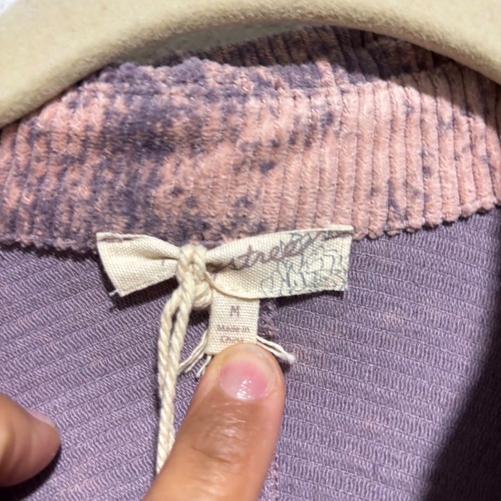 Mystree Shacket Corduroy Bleached Purple Pink Oversized Button Up Shirt Jacket M - Picture 5 of 11